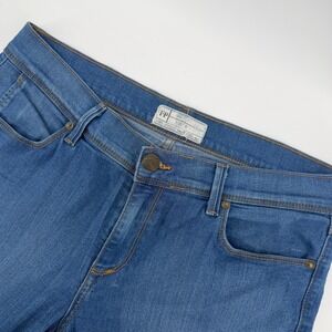 Free People Womens 31 Blue Medium Wash Mid Rise Slim Leg Stretch Jeans